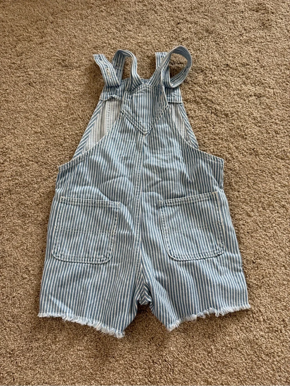 Old Navy Kids Blue Striped Denim Short Overalls Size Medium / 8